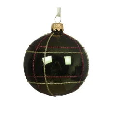 Lot de 6 boules de Noël en verre (D80 mm) Ecosse Vert sapin