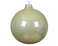 Lot de 4 boules de Noël en verre (D100 mm) Arctique brillante Menthe blanche