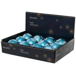 Lot de 12 Boules de Noël en verre (D100 mm) Eclats célestes Bleu pétillant