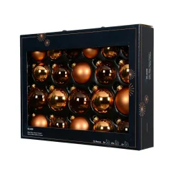 Lot de 21 boules de Noël en verre (D60 à 75 mm) Assorties Cristal Cognac