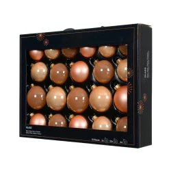 Lot de 21 boules de Noël en verre (D60 à 75 mm) Assorties Cristal Pêche