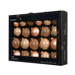 Lot de 21 boules de Noël en verre (D60 à 75 mm) Assorties Cristal Pêche