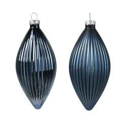Lot de 3 boules de Noël en verre (D60 mm) Goutte précieuse Bleu nuit
