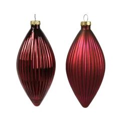 Lot de 3 boules de Noël en verre (D60 mm) Goutte précieuse Bordeaux