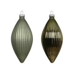 Lot de 3 boules de Noël en verre (D60 mm) Goutte précieuse Vert romarin
