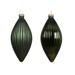 Lot de 3 boules de Noël en verre (D60 mm) Goutte précieuse Vert sapin