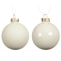 Lot de 6 Boules de Noël en verre (D80 mm) Boréal Blanc laine