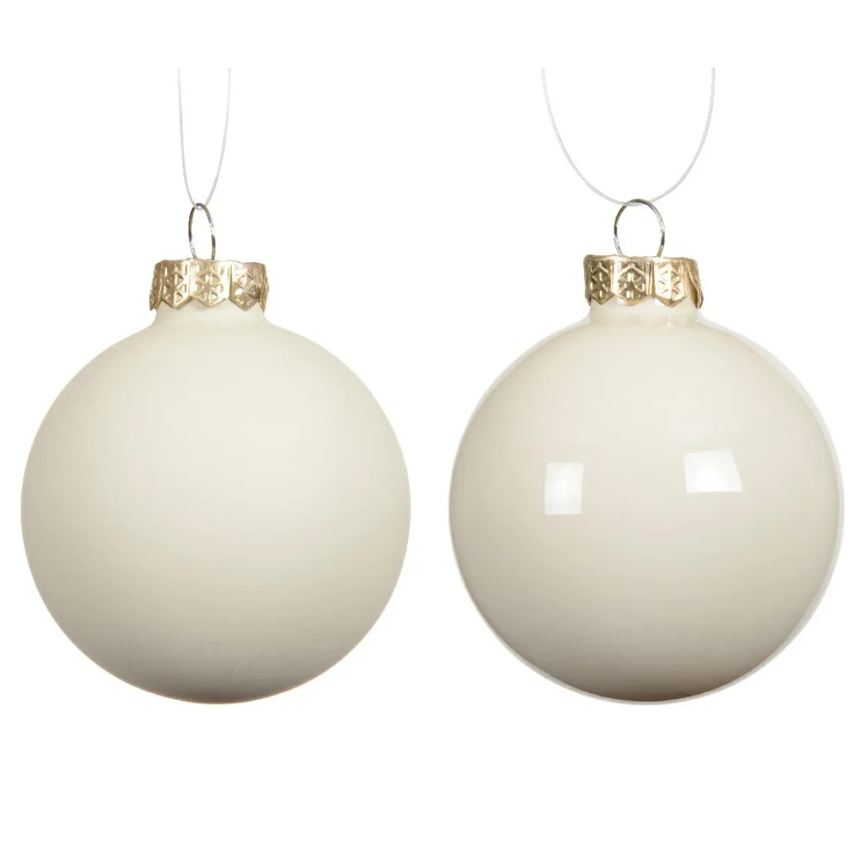 Lot de 6 Boules de Noël en verre (D80 mm) Boréal Blanc laine