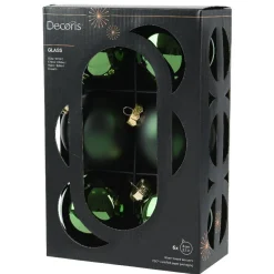 Lot de 6 boules de Noël en verre (D80 mm) Boréal Vert sapin