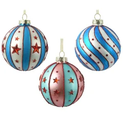 Lot de 12 boules de Noël en verre (D80 mm) Grand Chapiteau Multicolore