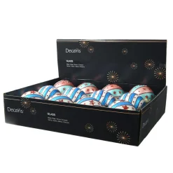 Lot de 12 boules de Noël en verre (D80 mm) Grand Chapiteau Multicolore