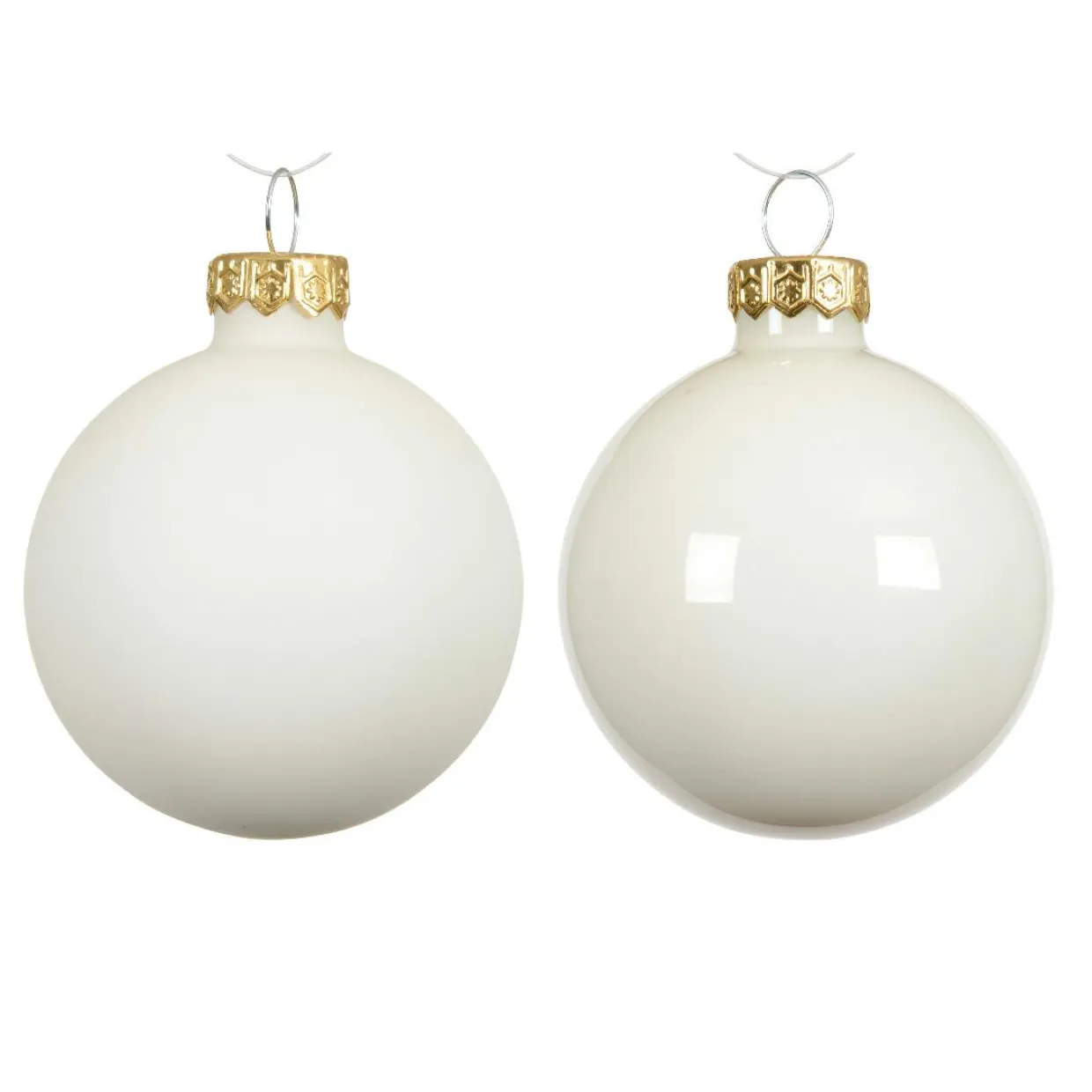 Lot de 4 boules de Noël en verre (D100 mm) Boréal Blanc laine