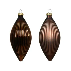 Lot de 3 boules de Noël en verre (D60 mm) Goutte précieuse Brun café