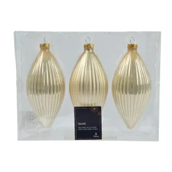 Lot de 3 boules de Noël en verre (D60 mm) Goutte précieuse Perle