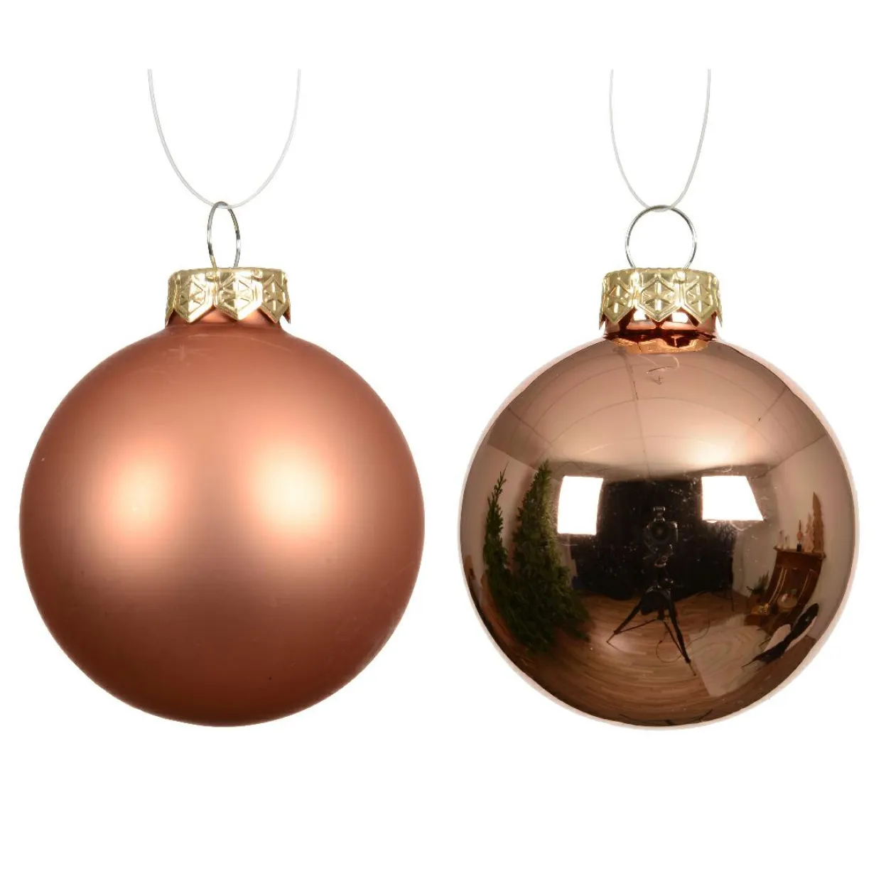 Lot de 6 Boules de Noël en verre (D80 mm) Boréal Cognac