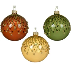 Lot de 6 boules de Noël en verre (D80 mm) Vintage Reno Multicolore