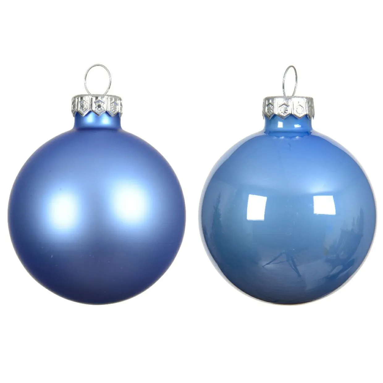 Lot de 6 boules de Noël en verre (D80 mm) Boréal Bleu ciel