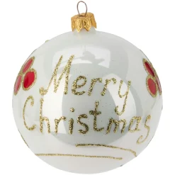 Lot de 6 boules de Noël en verre (D100 mm) Mignonneries Blanc nacré
