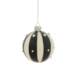 Lot de 3 boules de Noël en verre (D80 mm) Carnaval d'Hiver Noir et Blanc