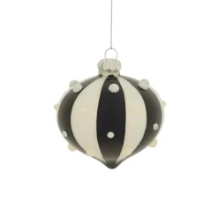 Lot de 3 boules de Noël en verre (D80 mm) Carnaval d'Hiver Noir et Blanc