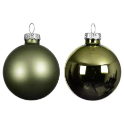 Lot de 6 boules de Noël en verre (D80 mm) Boréal Vert romarin