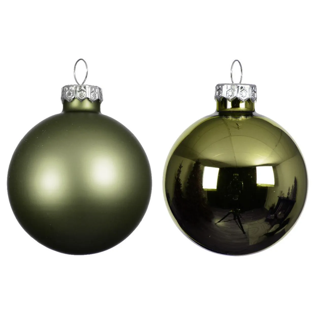 Lot de 6 boules de Noël en verre (D80 mm) Boréal Vert romarin
