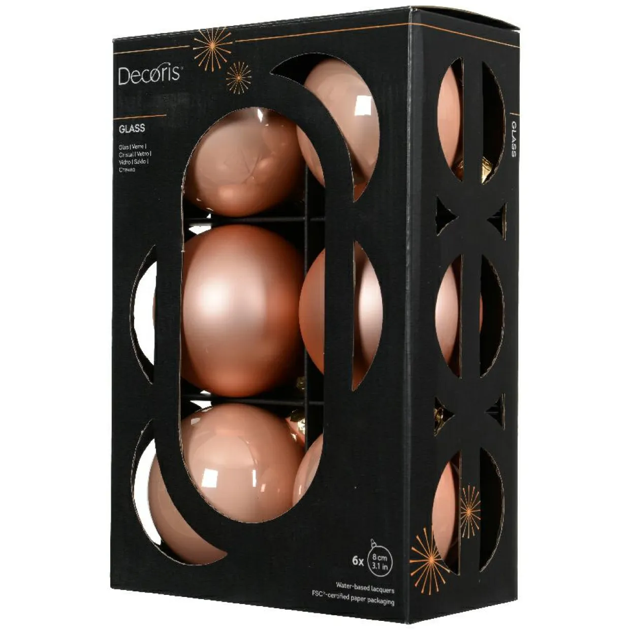 Lot de 6 boules de Noël en verre (D80 mm) Boréal Pêche