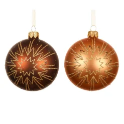 Lot de 6 boules de Noël en verre (D80 mm) Christmas Jazzy Brun et cognac