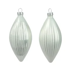 Lot de 3 boules de Noël en verre (D60 mm) Goutte précieuse Blanc