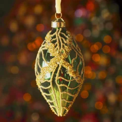 Lot de 2 boules de Noël en verre (D60 mm) Jazzy Vert sapin