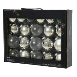 Lot de 21 boules de Noël en verre (D60 à 75 mm) Assorties Cristal Argent