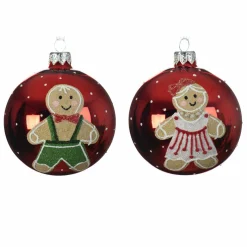 Lot de 6 boules de Noël en verre (D80 mm) Petit biscuit Rouge