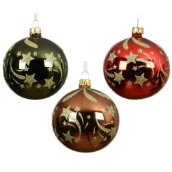 Lot de 6 boules de Noël en verre (D80 mm) Étoiles filantes Multicolore