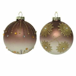 Lot de 3 boules de Noël en verre (D80 mm) Musc Marron