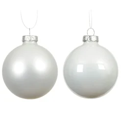 Lot de 6 boules de Noël en verre (D80 mm) Boréal Blanc