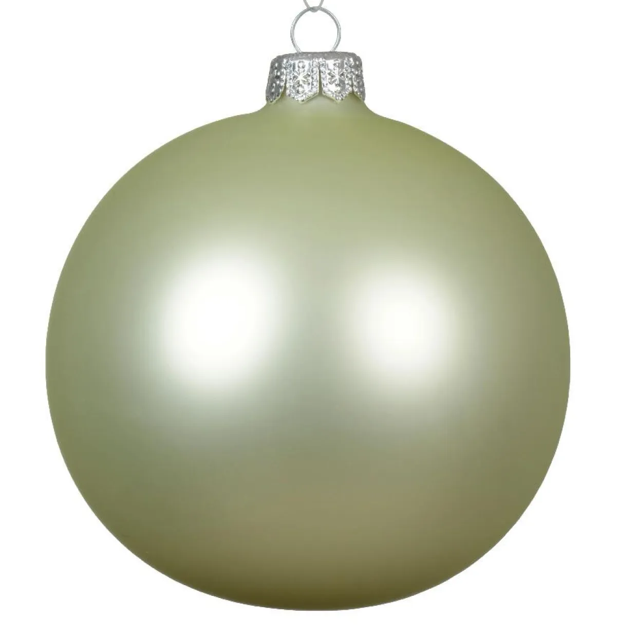 Lot de 4 boules de Noël en verre (D100 mm) Arctique mate Menthe blanche