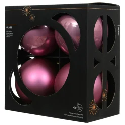 Lot de 4 boules de Noël en verre (D100 mm) Boréal Vieux rose