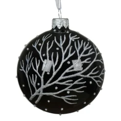 Lot de 6 boules de Noël en verre (D80 mm) Branches d'hiver Noir
