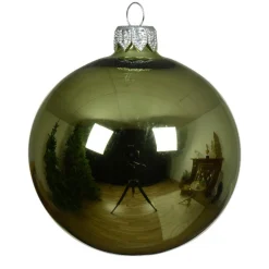 Lot de 6 boules de Noël en verre (D80 mm) Arctique brillante Thé vert