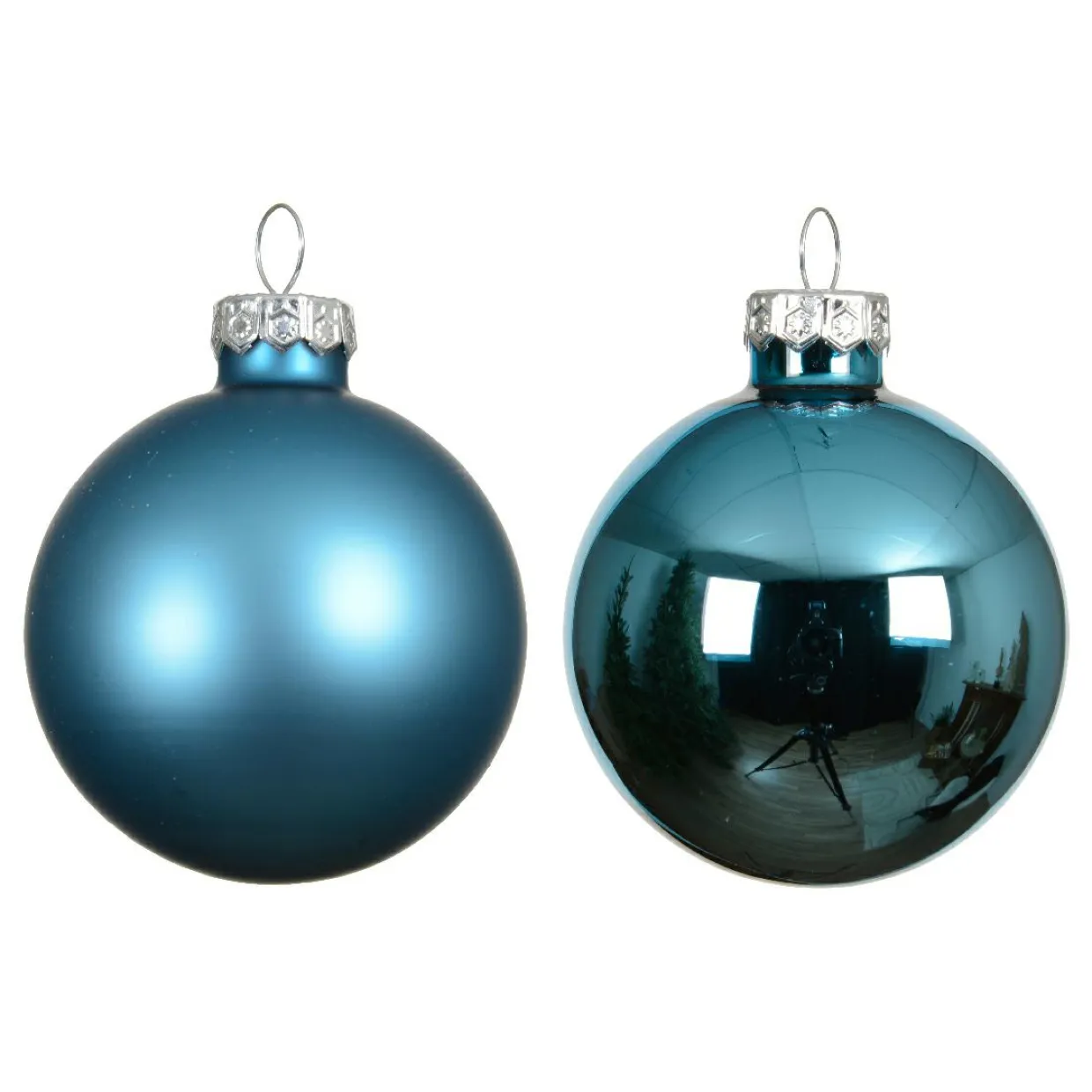 Lot de 4 Boules de Noël en verre (D100 mm) Boréal Bleu pétillant