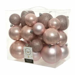 Lot de 26 boules de Noël Lara Rose poudré