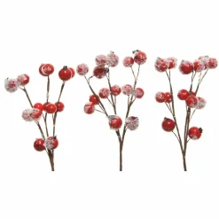 Lot de 3 branches de baies (15 cm) Romancia Rouge enneigé