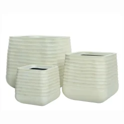 Lot de 3 cache-pots d'extérieur carrés (H49-37-27 cm) Jamie Blanc