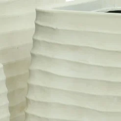 Lot de 3 cache-pots d'extérieur carrés (H49-37-27 cm) Jamie Blanc