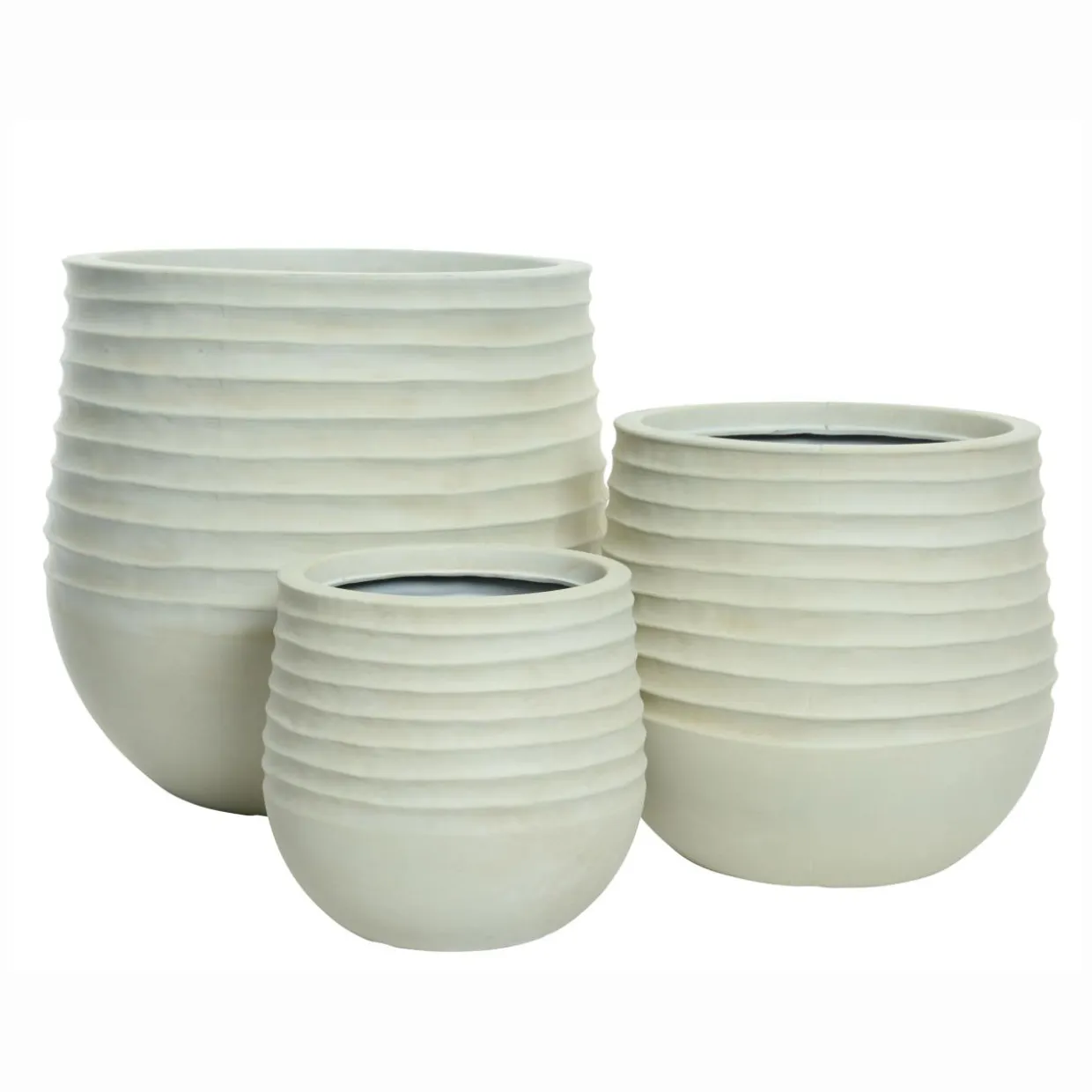 Lot de 3 cache-pots d'extérieur ronds (H49-37-27 cm) Jamie Blanc