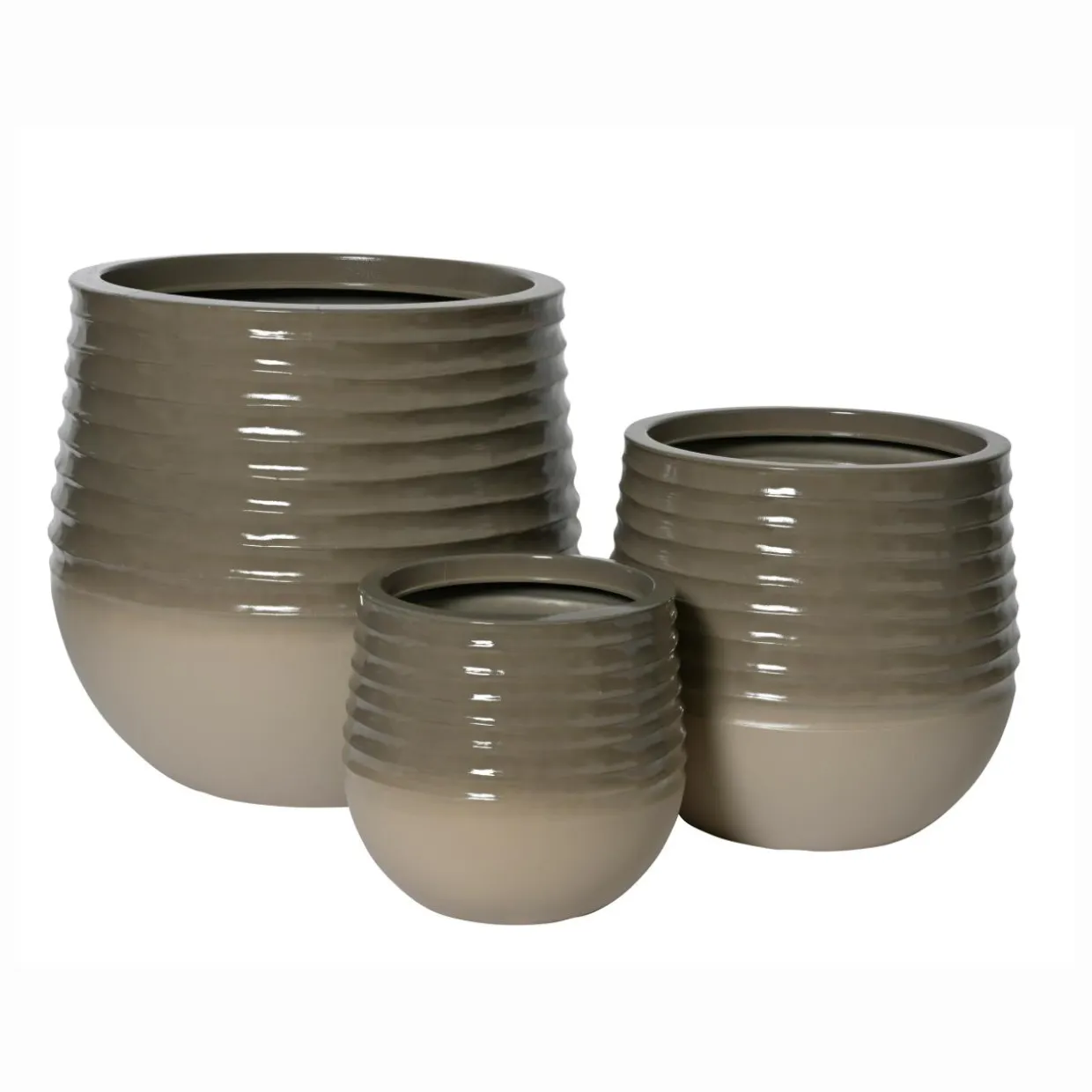 Lot de 3 cache-pots d'extérieur ronds (H49-37-27 cm) Jamie Gris