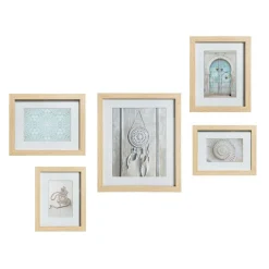 Lot de 5 cadres photo en bois Ethnique Naturel