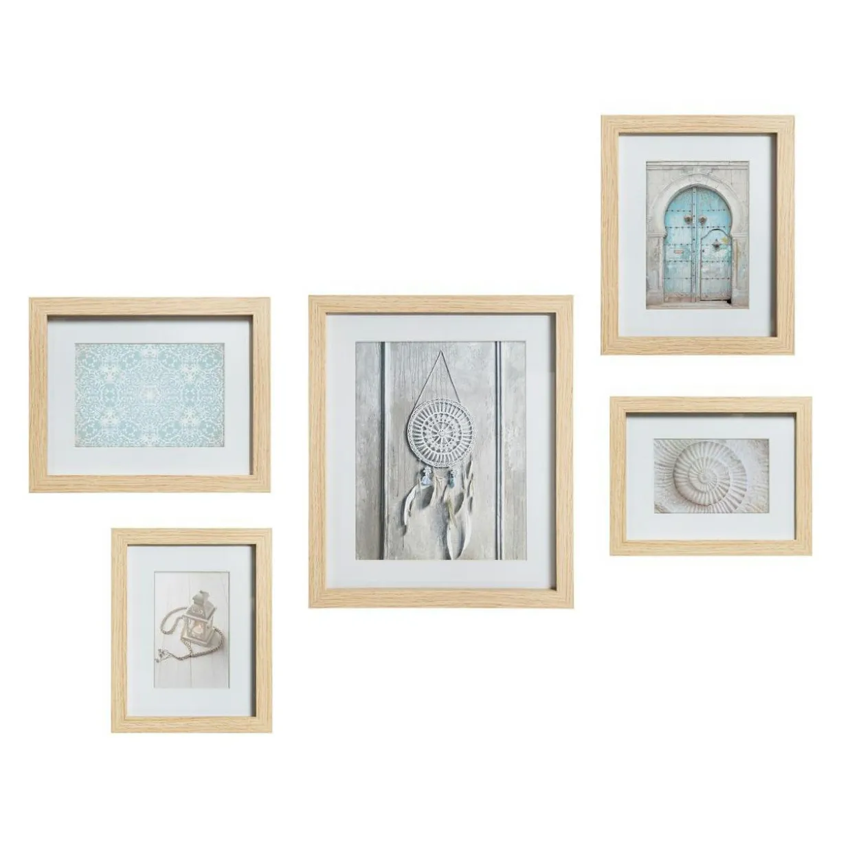 Lot de 5 cadres photo en bois Ethnique Naturel