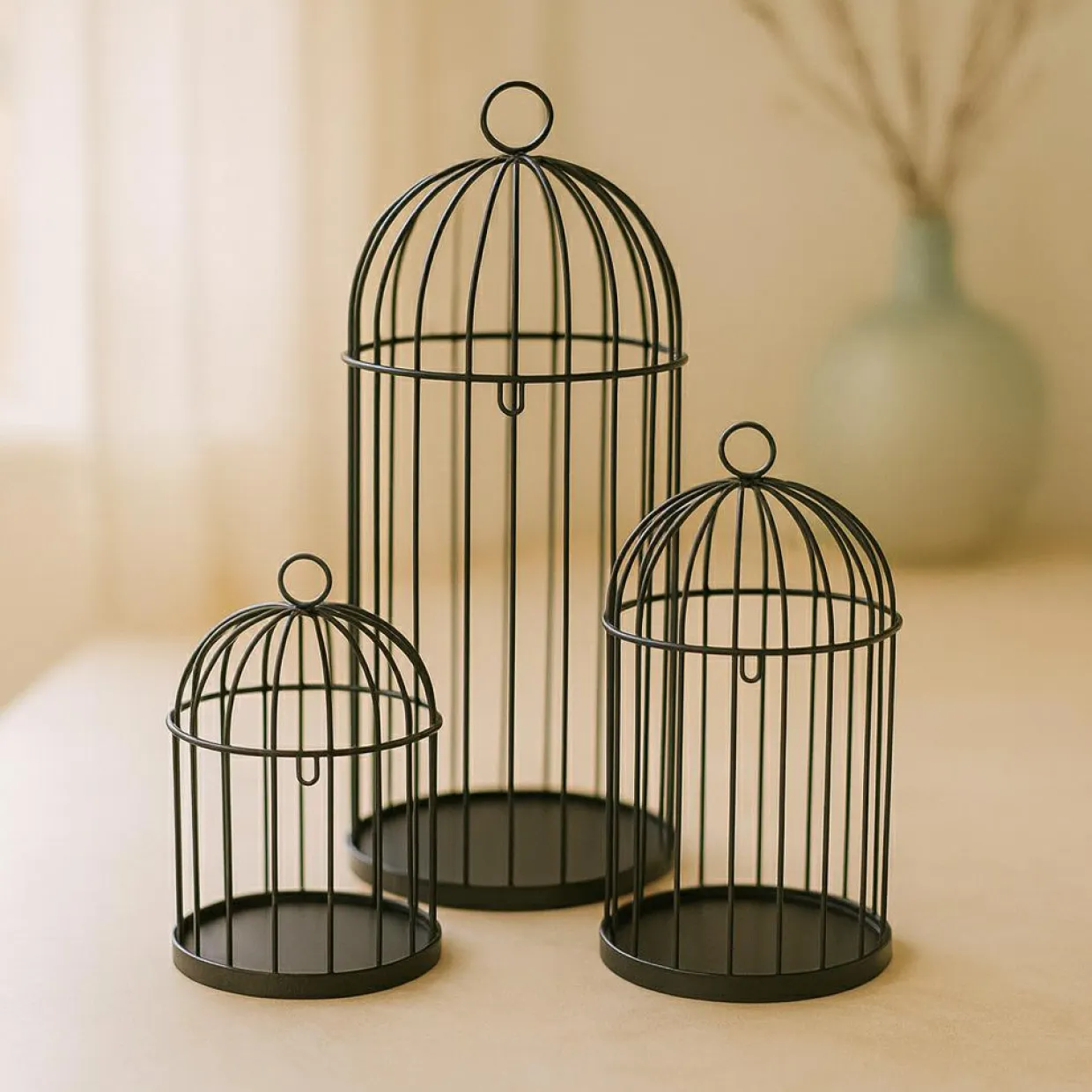 Lot de 3 cages à oiseaux (H41 cm) Christmas Chic Noir