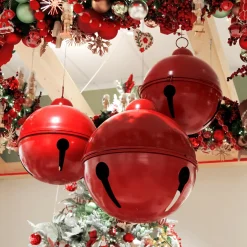 Lot de 3 Cloches Géantes en métal à suspendre (D52-42-31 cm) Grisons Rouge